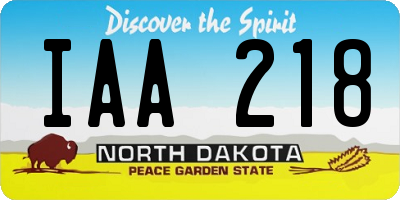ND license plate IAA218