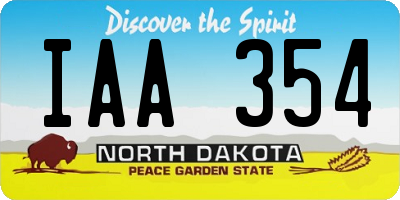 ND license plate IAA354