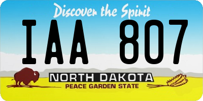 ND license plate IAA807