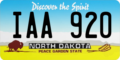 ND license plate IAA920