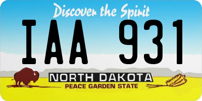 ND license plate IAA931