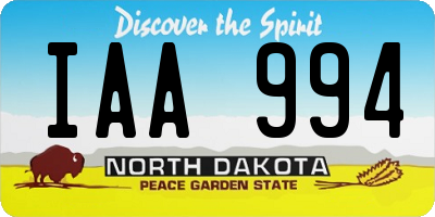 ND license plate IAA994