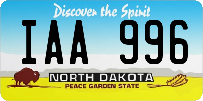 ND license plate IAA996