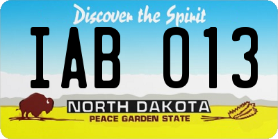 ND license plate IAB013