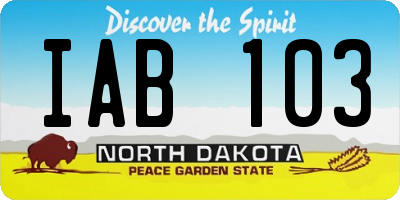 ND license plate IAB103