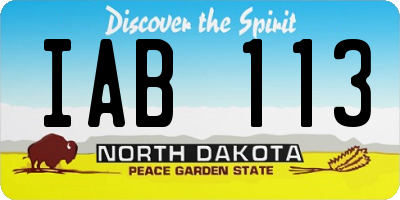 ND license plate IAB113