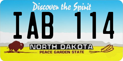 ND license plate IAB114