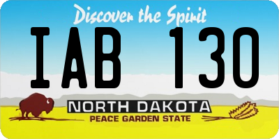 ND license plate IAB130