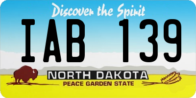 ND license plate IAB139