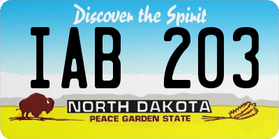 ND license plate IAB203