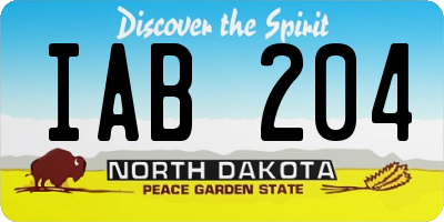 ND license plate IAB204