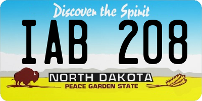 ND license plate IAB208