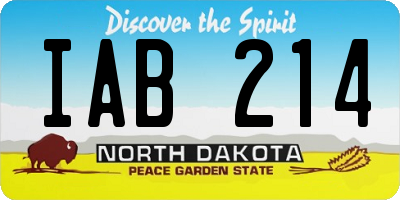 ND license plate IAB214
