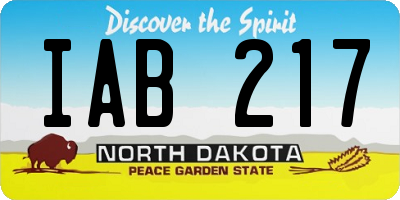 ND license plate IAB217