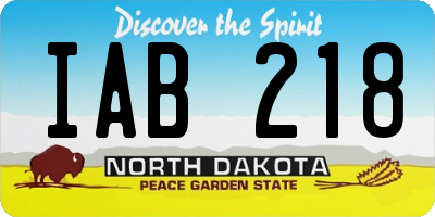 ND license plate IAB218