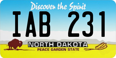 ND license plate IAB231