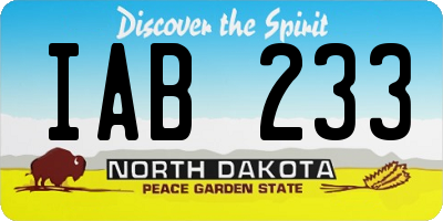 ND license plate IAB233
