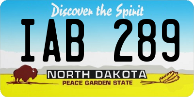 ND license plate IAB289