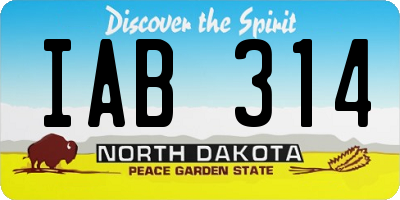ND license plate IAB314