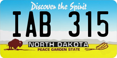 ND license plate IAB315