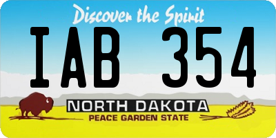ND license plate IAB354