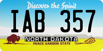 ND license plate IAB357