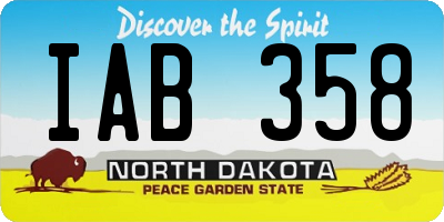 ND license plate IAB358