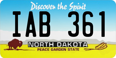ND license plate IAB361