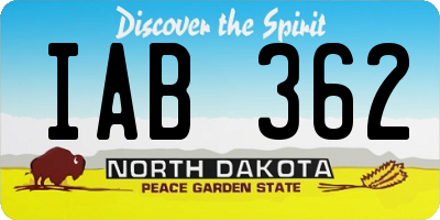 ND license plate IAB362