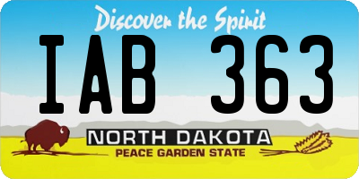 ND license plate IAB363