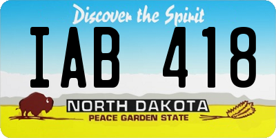 ND license plate IAB418