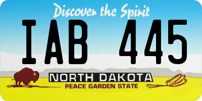 ND license plate IAB445