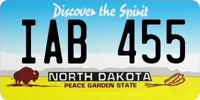 ND license plate IAB455