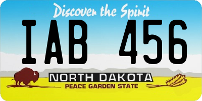 ND license plate IAB456