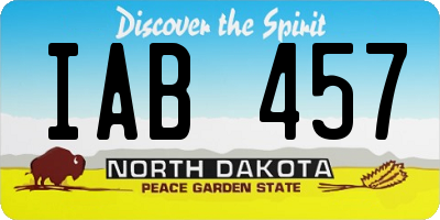 ND license plate IAB457