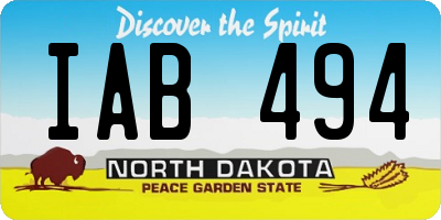 ND license plate IAB494