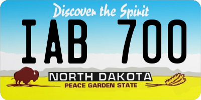 ND license plate IAB700