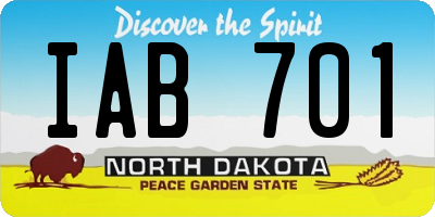 ND license plate IAB701