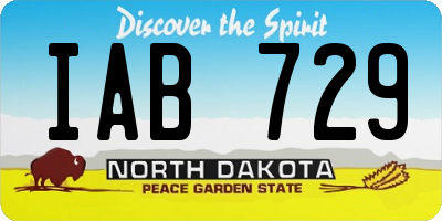 ND license plate IAB729