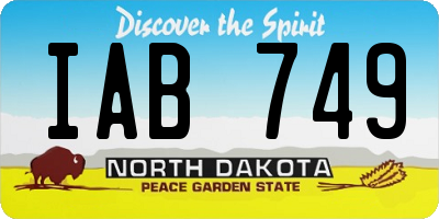 ND license plate IAB749