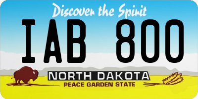 ND license plate IAB800