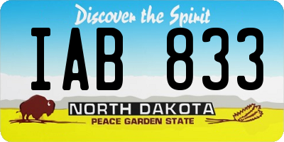 ND license plate IAB833