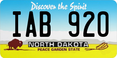 ND license plate IAB920