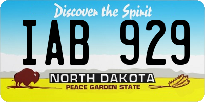 ND license plate IAB929