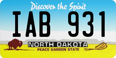 ND license plate IAB931