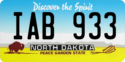 ND license plate IAB933