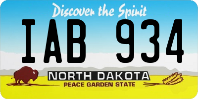 ND license plate IAB934