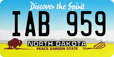 ND license plate IAB959