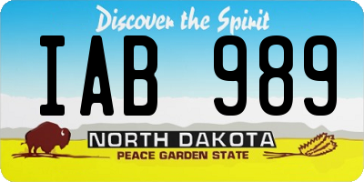 ND license plate IAB989