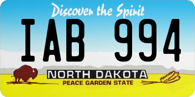 ND license plate IAB994